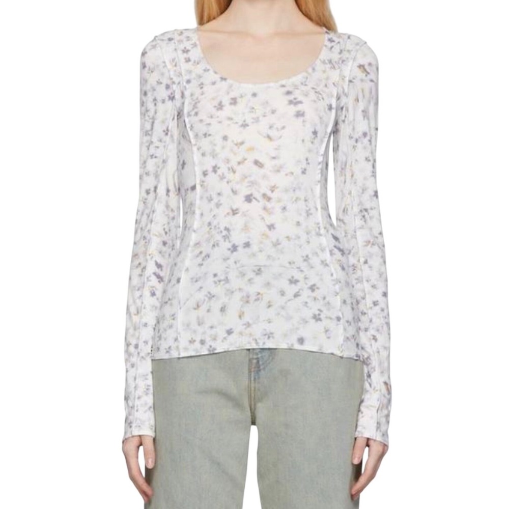 Acne Studios Long Sleeve Shirt‎ Top White Floral Women Size Small Cottage Core